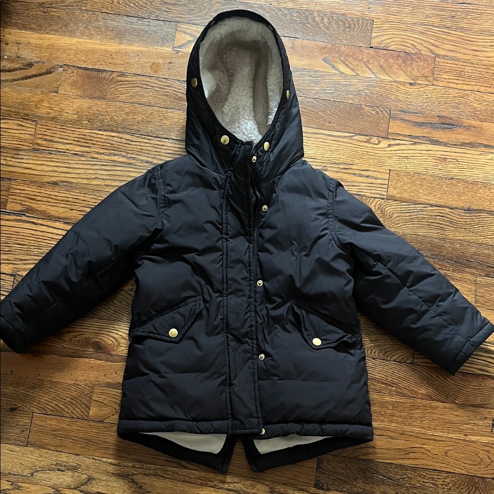 Crewcuts Black Hooded Puffer Coat